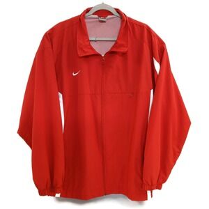 Nike Team‎ Jacket Mens Large Red White Windbreaker Full Zip Mesh Lined Track
